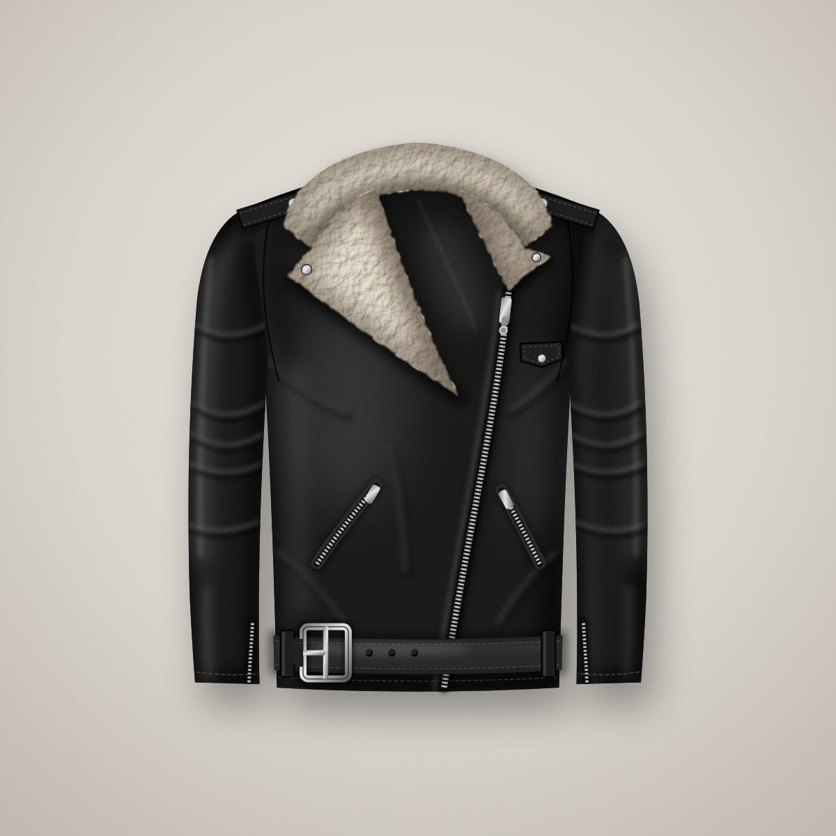 Hollowmere Suede Shearling Biker Jacket - Asymmetric Zip