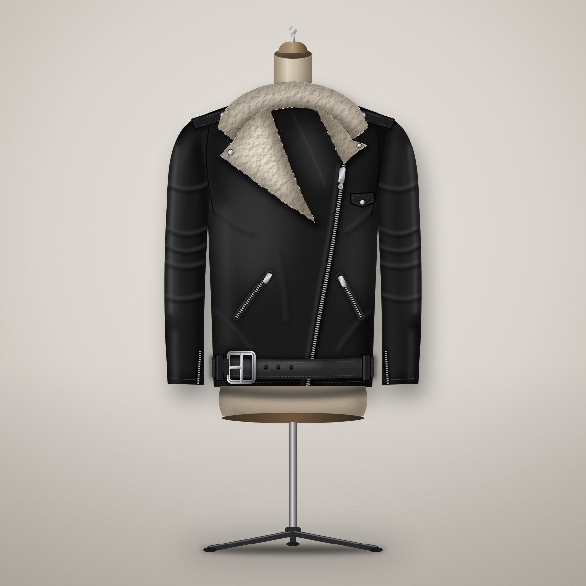 Hollowmere Suede Shearling Biker Jacket - Asymmetric Zip